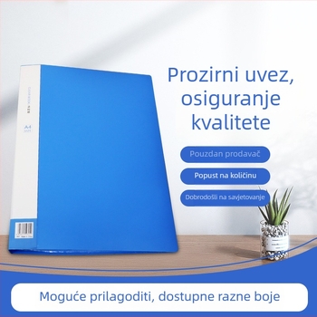 A4 fascikl za dokumente s prozirnim čvrstim klipom, plastični uredski pribor, model VR3, 60 listova