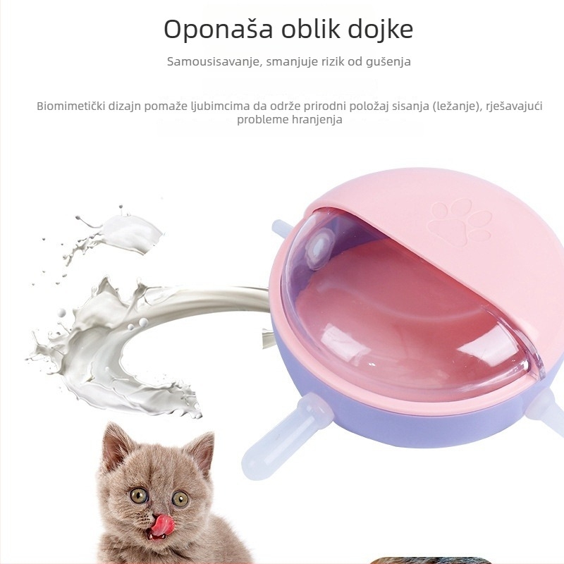 Biomimikrička posuda za hranjenje kućnih ljubimaca s dizajnom protiv gušenja, za mačke i štenad, posuda za hranu i boca za piće s mogućnošću samostalnog doziranja