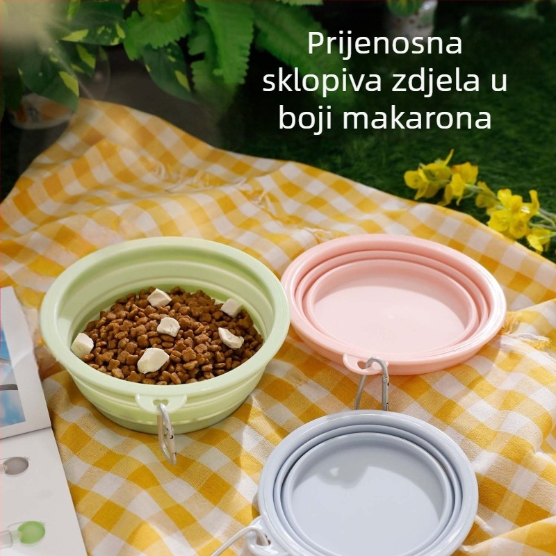 Vanjska prenosna sklopiva zdjela za pse – TPE+PP, pastelne boje, zdjela za hranu kućnih ljubimaca