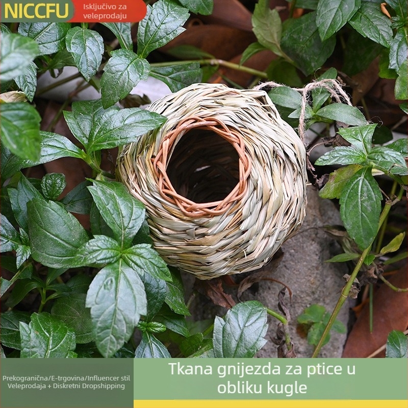 NC Kreativno sferično ptičje gnijezdo – malo pleteno gnijezdo za ukrašavanje vrta i kućne ptice