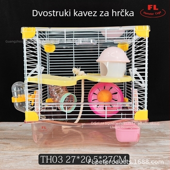 Fulin dvostruki kavez za hamstere s panoramskim pogledom – vila, gnijezdo, dodaci, igračke, mali dvorac, prozirnost