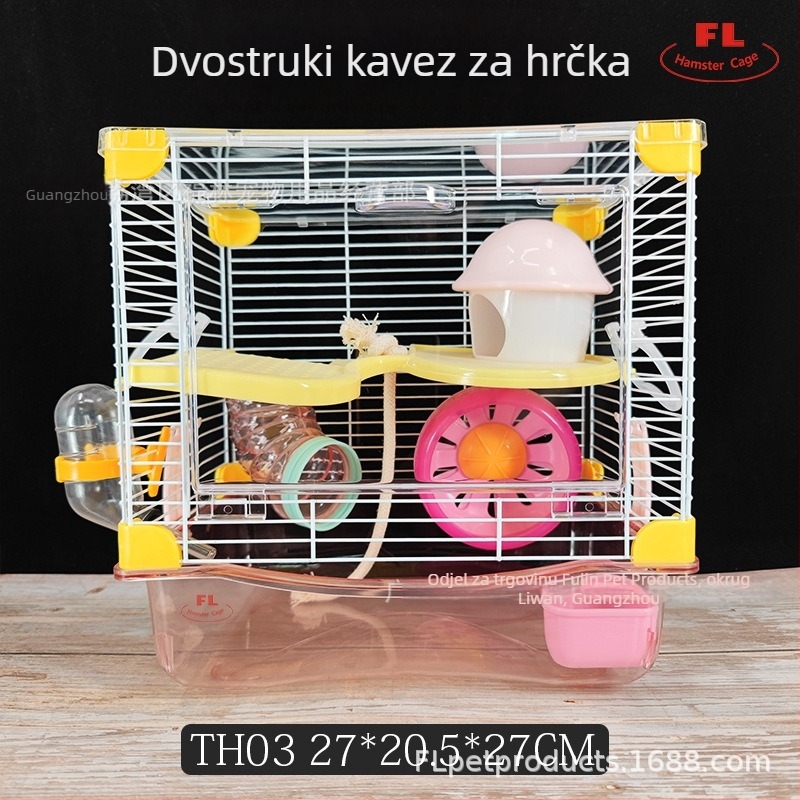 Fulin dvostruki kavez za hamstere s panoramskim pogledom – vila, gnijezdo, dodaci, igračke, mali dvorac, prozirnost