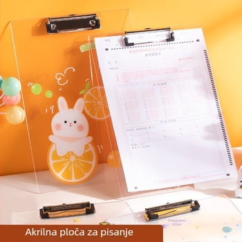 Akrilni klipboard A4 s pretincem za dokumente i radnom pločom, pohrana ispita, ploča jelovnika i držač logotipa na stolu