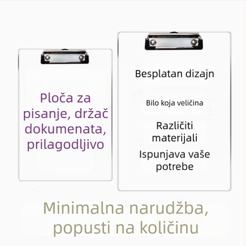 Akrilni klipboard A4 s pretincem za dokumente i radnom pločom, pohrana ispita, ploča jelovnika i držač logotipa na stolu