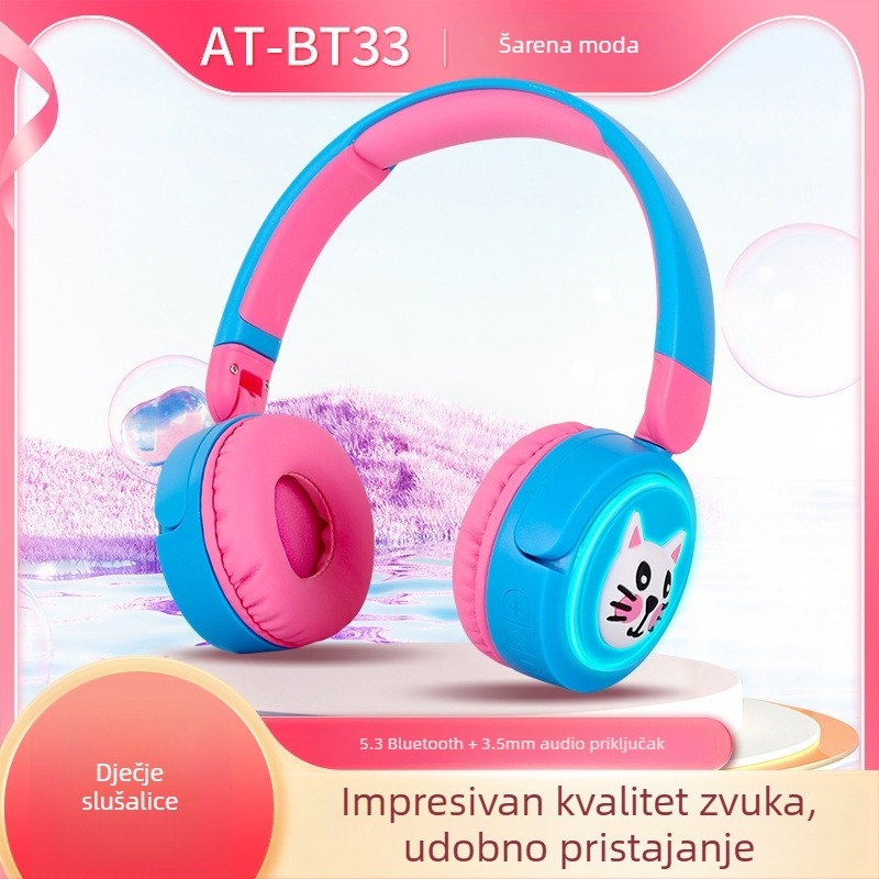BT33 bežične Bluetooth slušalice s cartoon motivom, preko glave, stereo zvuk, za učenike i djecu