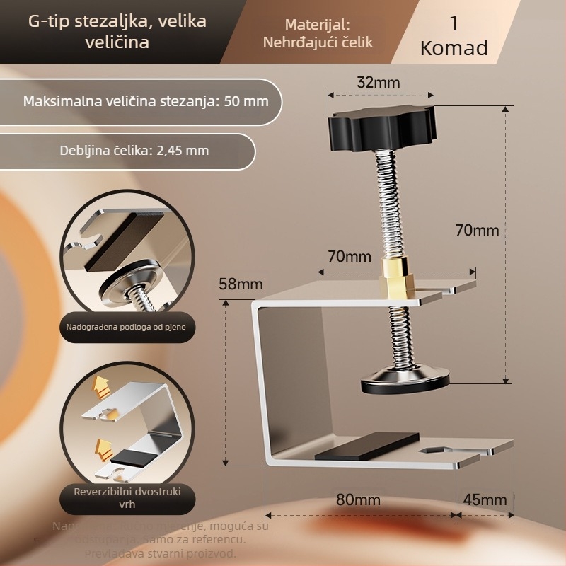 Klip za panel ladice, G-tip klips, brzo učvršćivanje, nehrđajući čelik, pomoćno sredstvo za ugradnju