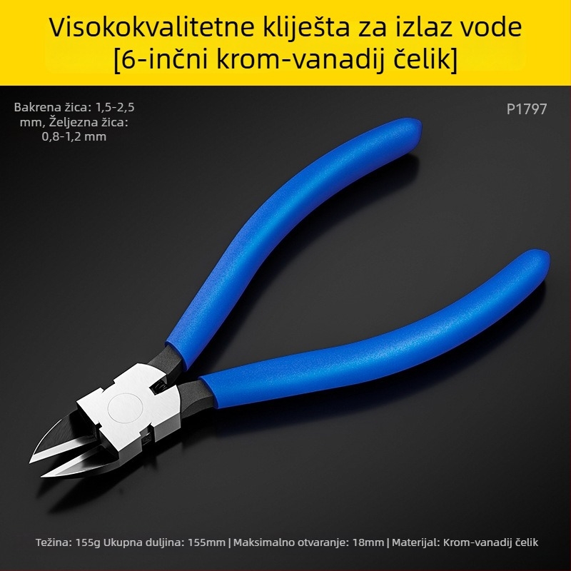 Klešta za rezanje žice s tankim nosom i visokim tvrdim dijelom, japanska industrijska kvaliteta visokougljičnog čelika, 5–6 inča