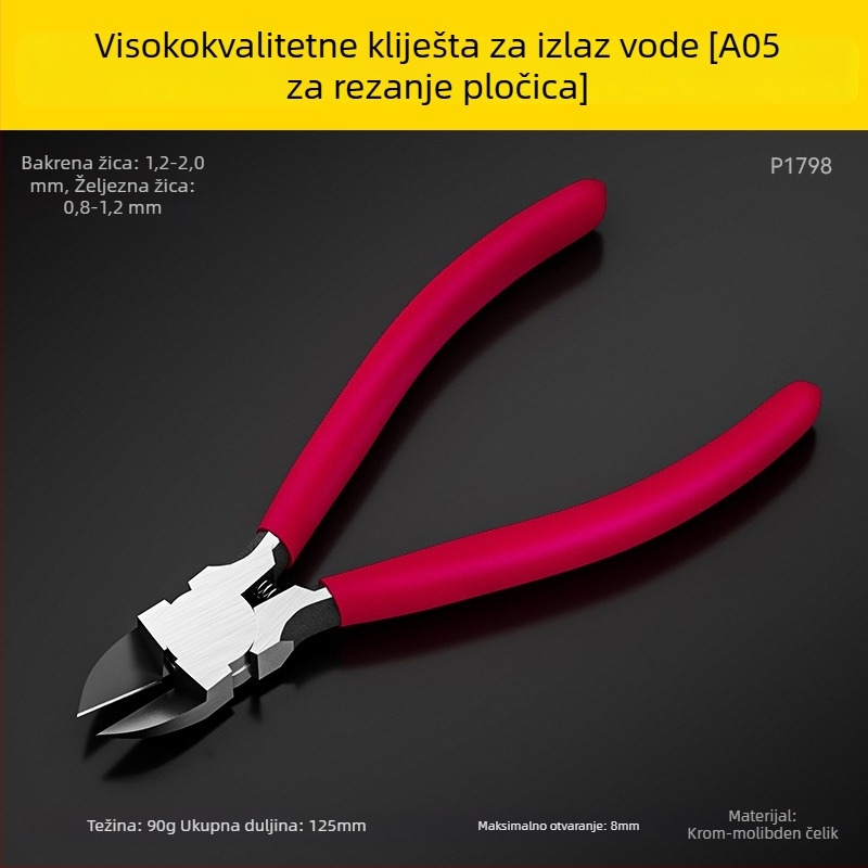 Klešta za rezanje žice s tankim nosom i visokim tvrdim dijelom, japanska industrijska kvaliteta visokougljičnog čelika, 5–6 inča