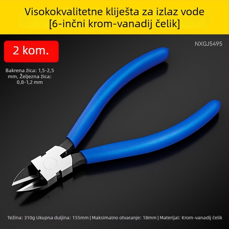 Klešta za rezanje žice s tankim nosom i visokim tvrdim dijelom, japanska industrijska kvaliteta visokougljičnog čelika, 5–6 inča