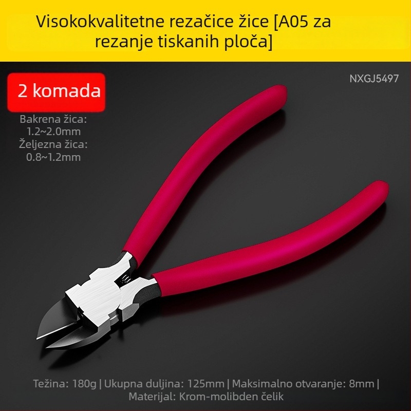 Klešta za rezanje žice s tankim nosom i visokim tvrdim dijelom, japanska industrijska kvaliteta visokougljičnog čelika, 5–6 inča