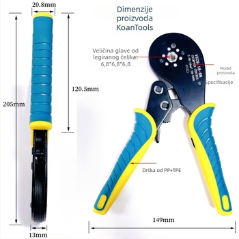 KOANTOOLS VXC916-6N Klemenske kliješta za terminale, 0,08–16 mm