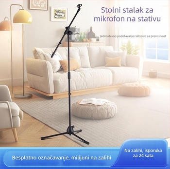 Stativ za mikrofon s trostrukim nogama i podesivom visinom, za live stream i karaoke nastupe