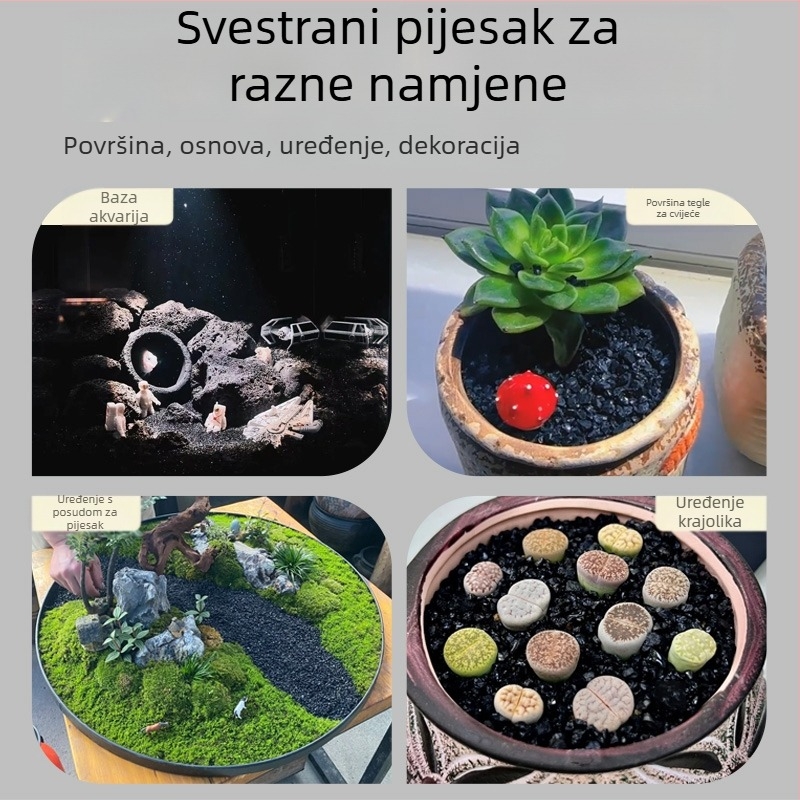 Crni zlatni pijesak za akvarije – donji substrat za akvaristiku s ukrasnim škampima i guppyji