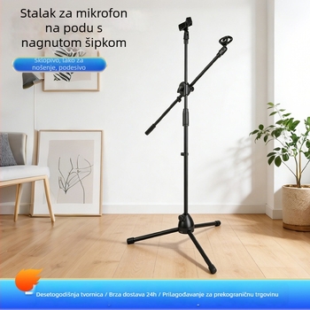 Podni mikrofon-stativ s teleskopskim ramenom, za live streaming, karaoke i scenske nastupe, univerzalni za mobitele