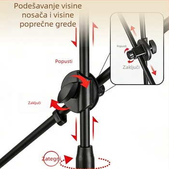 Podni mikrofon-stativ s teleskopskim ramenom, za live streaming, karaoke i scenske nastupe, univerzalni za mobitele