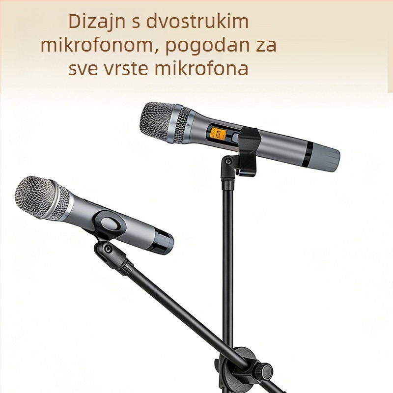 Podni mikrofon-stativ s teleskopskim ramenom, za live streaming, karaoke i scenske nastupe, univerzalni za mobitele