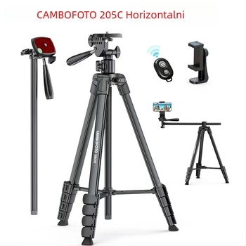 Cambofoto 205C horizontalni stativ s rasvjetom za prijenos uživo na mobitel, podna držač rasvjete za ribolovnu lampu
