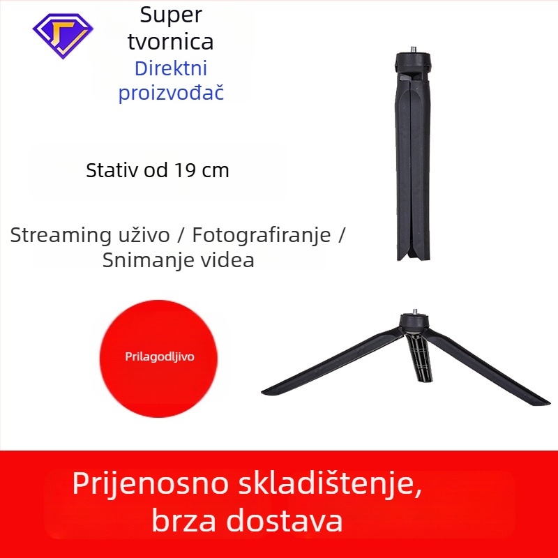 Stolni mini tripod za mobitel s rasvjetom za livestream, 19 cm držač