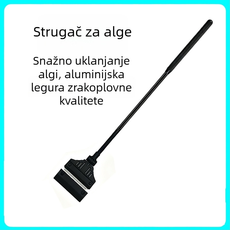 Čistač algi za akvarij s dugom držalom, kompaktna glava, alat za čišćenje