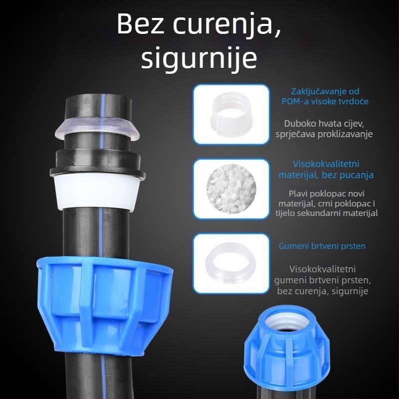 Kuglični ventil za navodnjavanje, bez zagrijavanja, direktni zavoj, PE plavi poklopac, brzo-spoj
