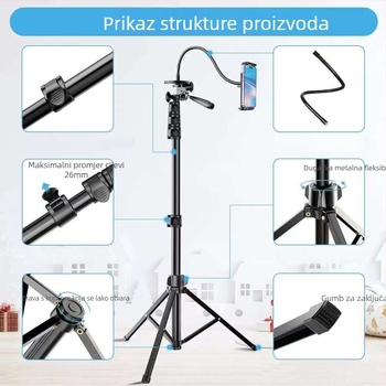Polam-photo E17A aluminijski stativ, 1,7 m, za kamere, prijenos uživo i fotografiju