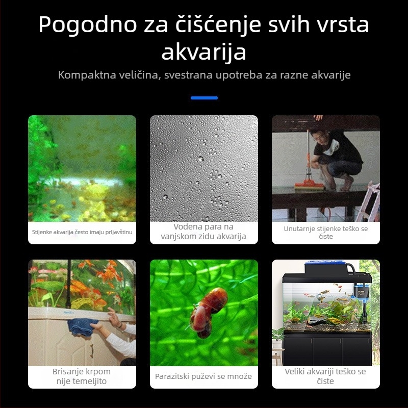 Mini magnetska četka za akvarij sa scraperom za alge i spužvom