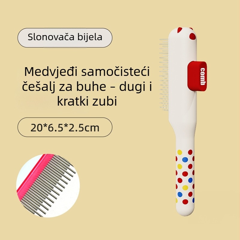 Četka za mačke za uklanjanje dlake — igličasta četka i češalj za buhe, jedno pritiskanje za uklanjanje dlaka
