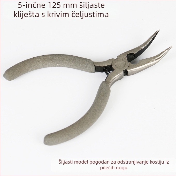Klešta s zakrivljenim nosom, 6–8 inča, kliješta za vađenje čavlića, klešta za tiglu sa zubima, zakrivljeni vrh