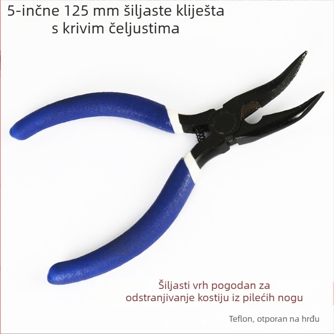 Klešta s zakrivljenim nosom, 6–8 inča, kliješta za vađenje čavlića, klešta za tiglu sa zubima, zakrivljeni vrh