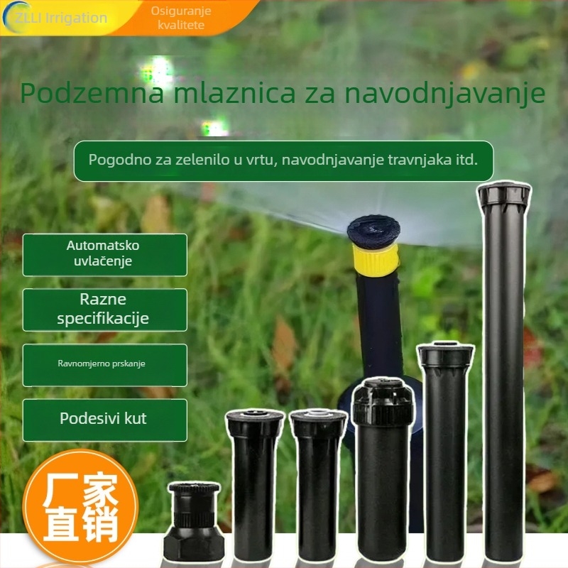 Podzemni prskalnik za vrtove s automatskim izvlacenjem i zupčanim raspršivačem, 360° podesivi raspršivač za travnjake i zelene površine