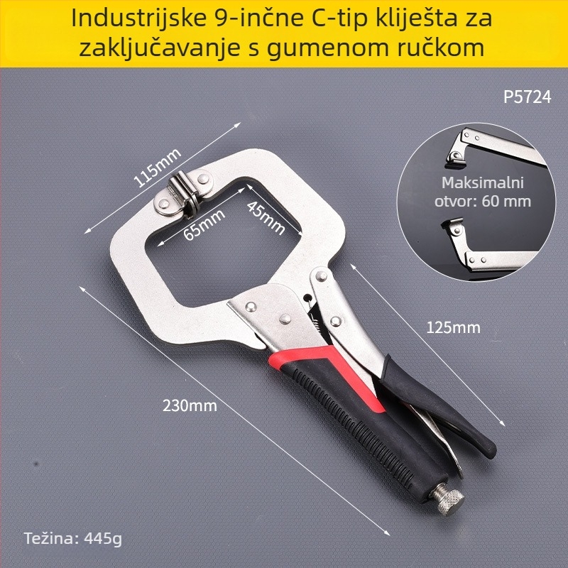 Industrijske teške klešta za pločice, C-tip, ojačane, s velikim otvorom, višenamjenske