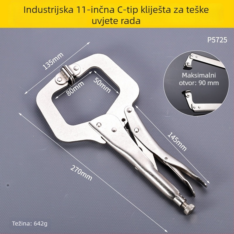 Industrijske teške klešta za pločice, C-tip, ojačane, s velikim otvorom, višenamjenske