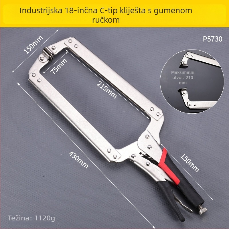 Industrijske teške klešta za pločice, C-tip, ojačane, s velikim otvorom, višenamjenske