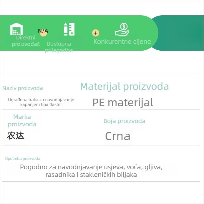 Poljoprivredna patch traka za kapanje, unutarnja patch traka, ispod folije staklenika