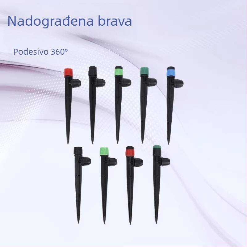 Unaprijeđeni zaključavajući raspršivač za tlo, prilagodljiv u 360°, s osam otvora, za automatsko navodnjavanje kap po kap