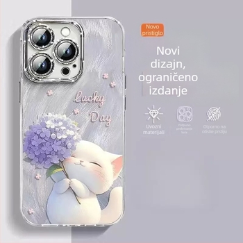 Futrola za iPhone 16 Pro Max i iPhone 14/13 Pro s blistavim perima i slatkim dizajnom mačkice, otpornost na pad