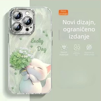 Futrola za iPhone 16 Pro Max i iPhone 14/13 Pro s blistavim perima i slatkim dizajnom mačkice, otpornost na pad