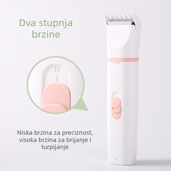 Električna mašinica za njegu kućnih ljubimaca 4-u-1 za pse i mačke: glava za šišanje 32 mm, uska 20 mm, 9 mm uska glava za dlake oko šapa, glava za brušenje, vodič