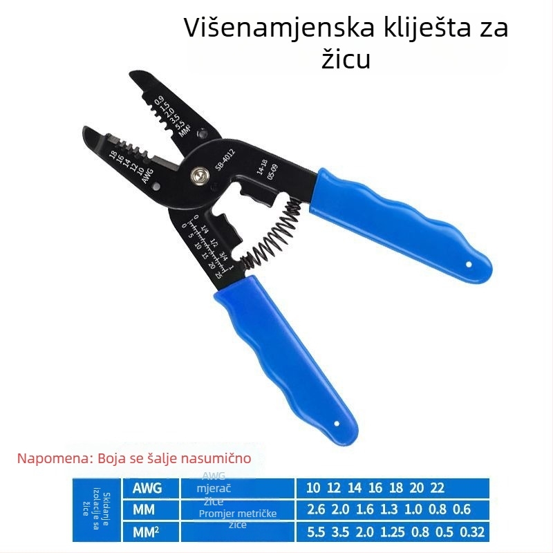 Višenamjenske kliješta za žice: skidanje izolacije i krimpanje, visoka tvrdoća, industrijska klasa, kliješte s oštrim vrhom i mehanizmom zaključavanja