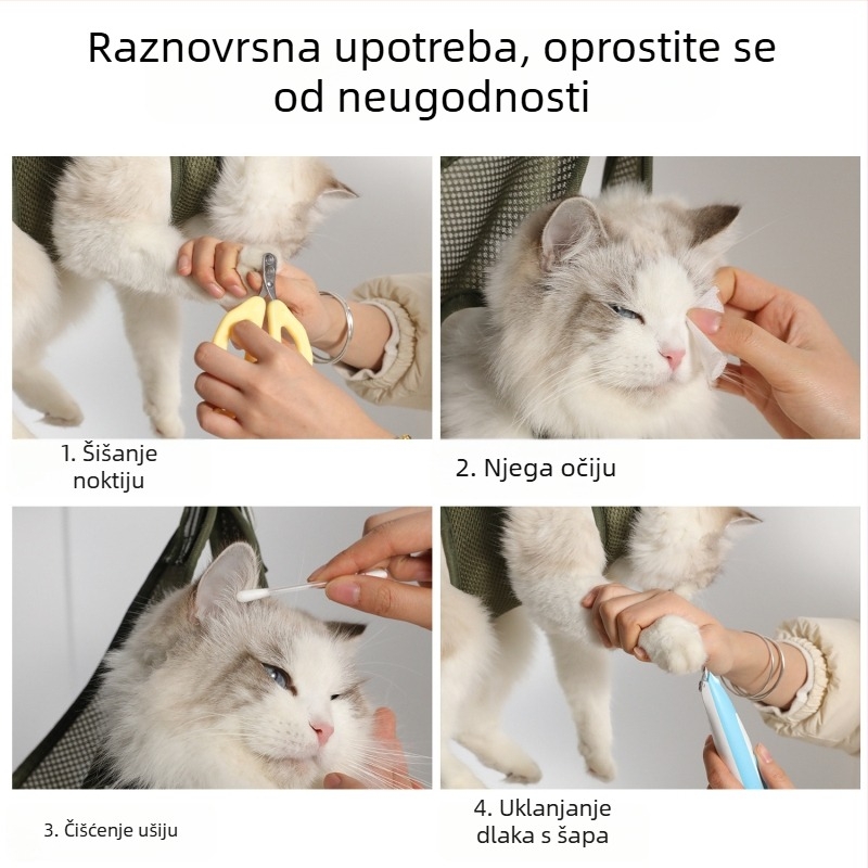 Torba za kupanje mačaka, viseći hamak za njegu kućnih ljubimaca, podrezivanje noktiju, zaštita od ogrebotina i ugriza