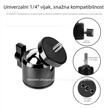 Metalna kuglasta glava s 1/4-inčni vijak — univerzalni dodatak za stativ za kamere, rasvjetu i drugu opremu