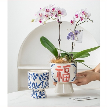 Prilagođeni keramički stolni lonac za orhideje, novi kineski stil, plavo-bijela porcelanska mini vaza