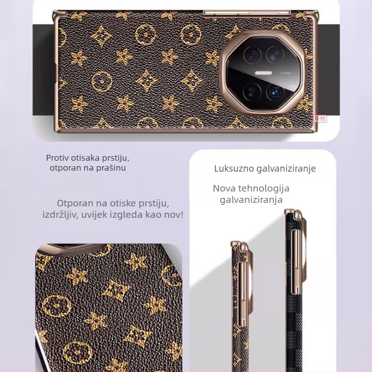 Huawei Mate Xs zaštitna maska, kožna, elektroplatirana, trostruko sklopiva s dvostrukom osovinom