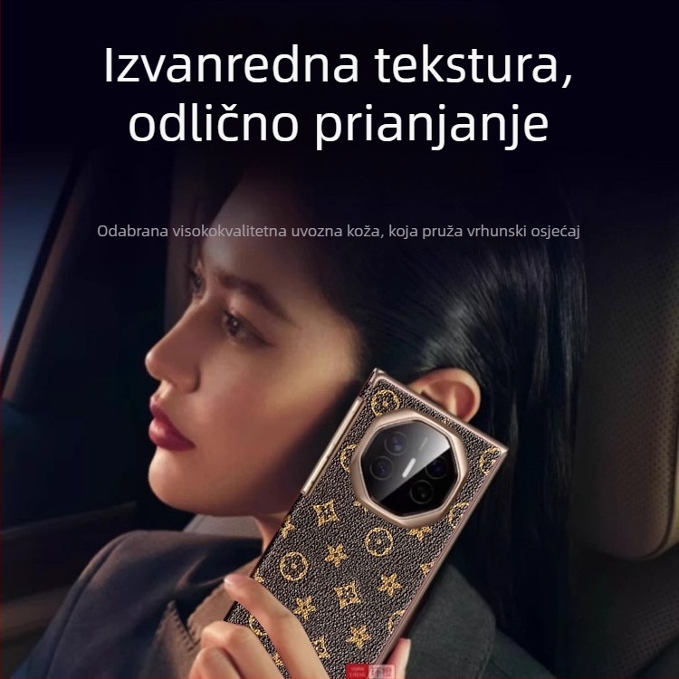Huawei Mate Xs zaštitna maska, kožna, elektroplatirana, trostruko sklopiva s dvostrukom osovinom