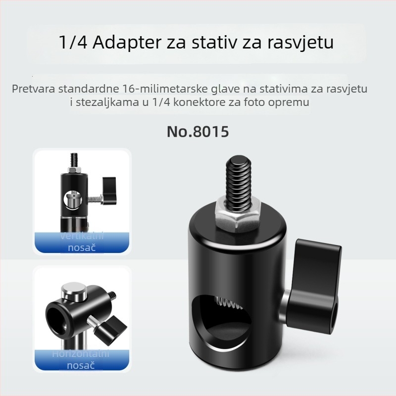 Nehrđajući čelik 1/4 inčni adapter za stativ rasvjete, studijski i livestream adapter za bezzrcalnu kameru, otvor 16 mm