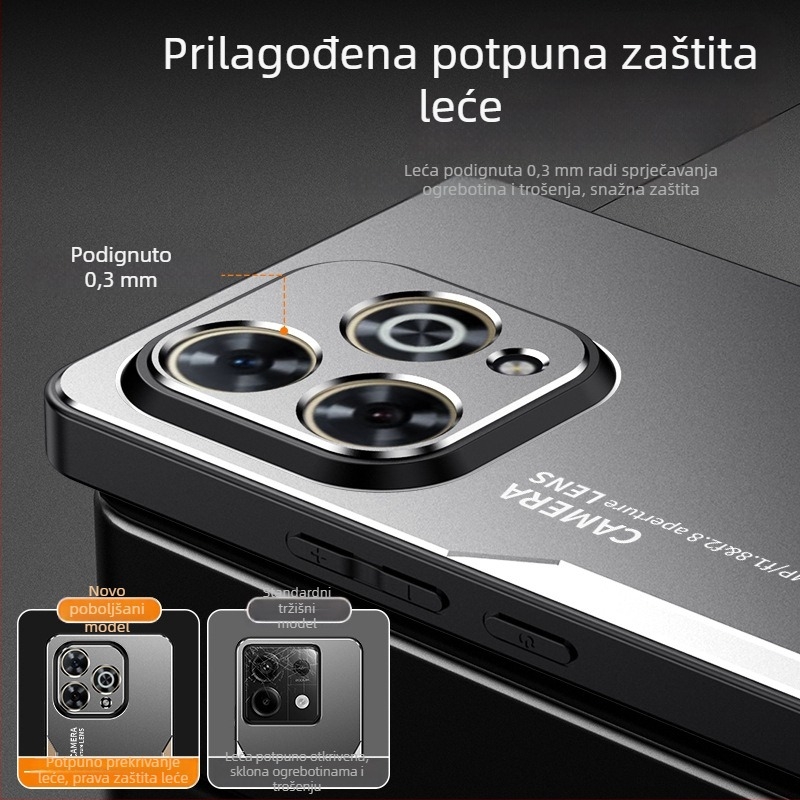 Kućište za Huawei Enjoy 80 Pro s metalnim dizajnom oštrice, potpuno pokriće; kompatibilno s Enjoy 70 Plus/60/50