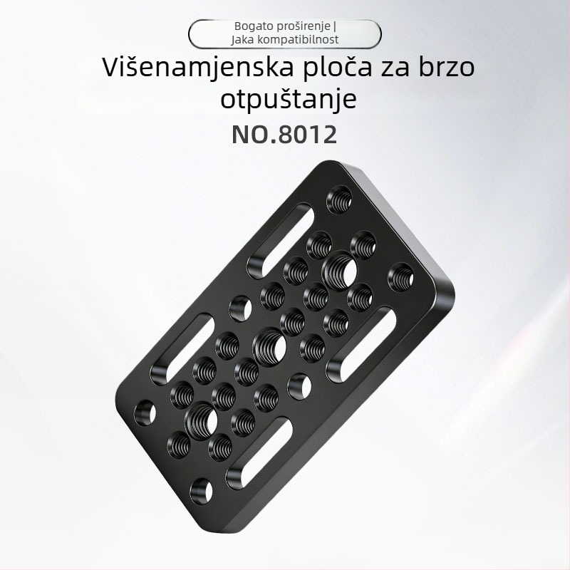 Univerzalna pločica za brzo oslobađanje s višestrukim otvorima za DSLR kamere, adapter glavne glave stativa, aluminijska legura, 83 g, nosivost 6–10 kg