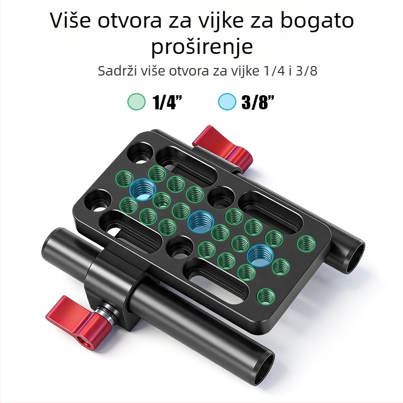 Univerzalna pločica za brzo oslobađanje s višestrukim otvorima za DSLR kamere, adapter glavne glave stativa, aluminijska legura, 83 g, nosivost 6–10 kg