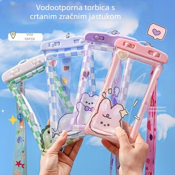 Naduvljiva vodootporna torbica za mobitel s dodirnim zaslonom, pogodna za plivanje, termalne bazene i rafting, s kaišem za vrat