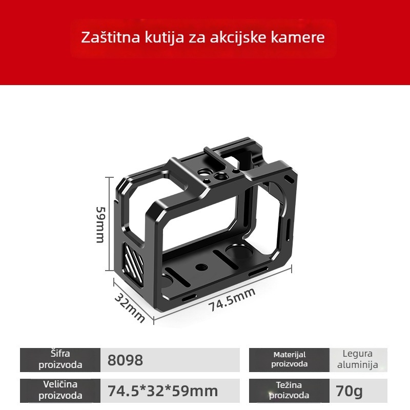 Aluminijski zaštitni okvir za AKASO Brave8 akcijsku kameru